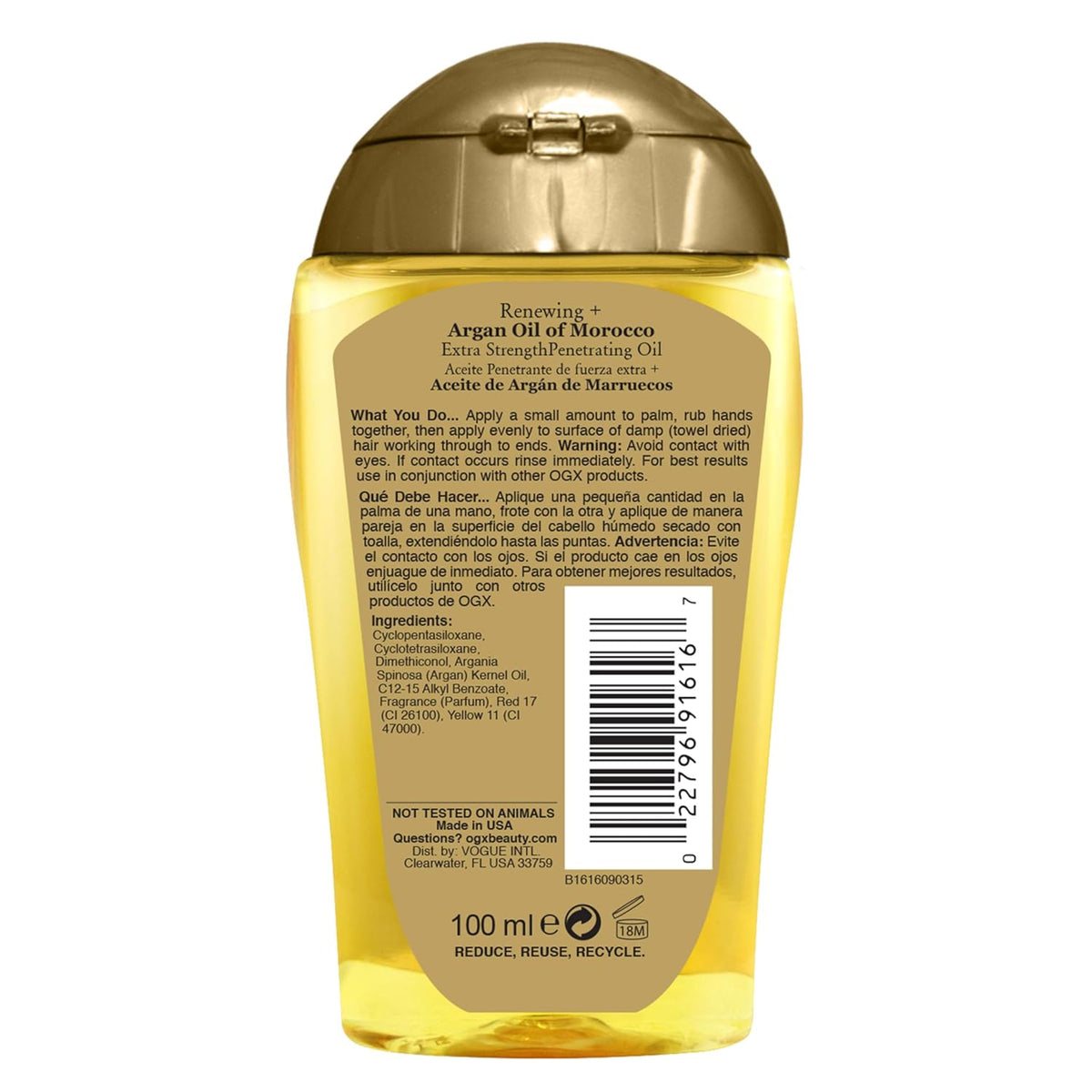 OGX Renewing + Argan Oil of Morocco Extra Penetrating Oil, 3.3 Fl. Oz | Extra Strength Penetrating Serum Treatment, for Dry, Damaged, Frizzy, Curly & Coarse Hair, Cold-Pressed Argan Oil