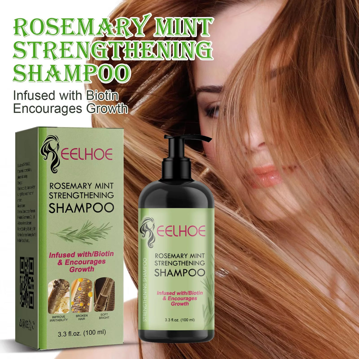 Rosemary Straightening Shampoo Repair Damaged Dry Curl Fluffy Hair Nourishing Refreshing Straightening Shampoo Hair Care