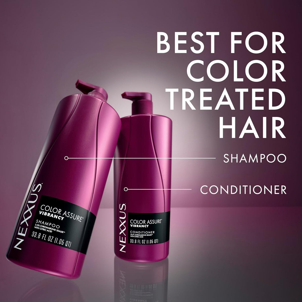 Nexxus Color Assure Vibrancy Conditioner for Color Treated Hair 33.8 Oz | for Frizz-Prone Hair, Helps Hydrate & Moisturize, Shampoo