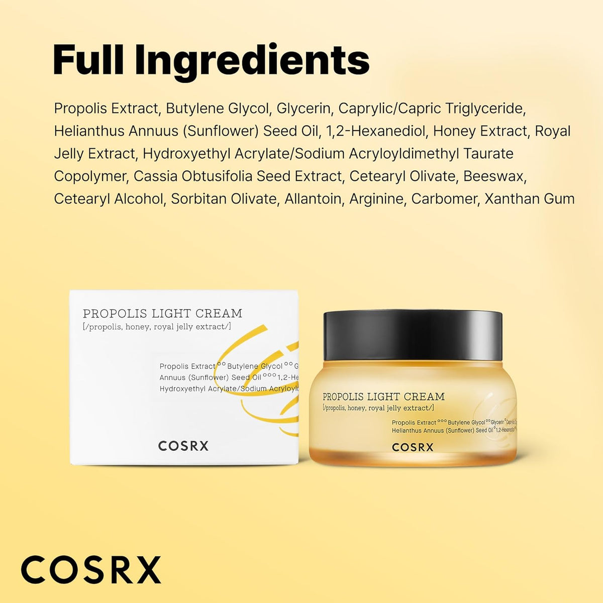 64% Propolis Honey Lightweight Cream, Instant Golden Glow,2.19 Fl.Oz | Hydrating Day, Night Moisturizer, Nourishing Care for Dull, Dry Skin, Non-Sticky Finish, Korean Skin Care