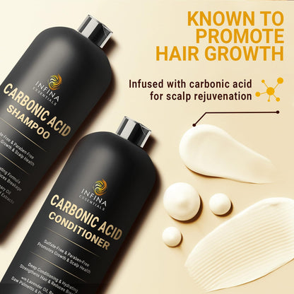 Carbonic Acid Shampoo and Conditioner Set for Men & Women - Sulfate-Free Hair Growth Shampoo and Conditioner - 16 F Oz Each, Black