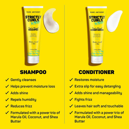 Strictlycurls 3X Moisture Curly Hair Shampoo & Conditioner Set | Frizz Taming Curl Defining & Moisturizing Shampoo & Conditioner - Shea Butter & Coconut for Dry Damaged Hair - Sulfate Free