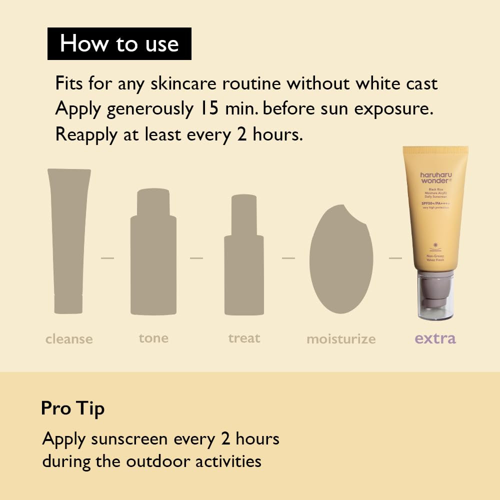 Black Rice Moisture Airyfit Daily Sunscreen SPF50+ 1.69 Fl.Oz. | No White Cast, Lightweight Application, Hydrating, Hyaluronic Acid, Ceramide, Sensitive Skin, Korean Skin Care