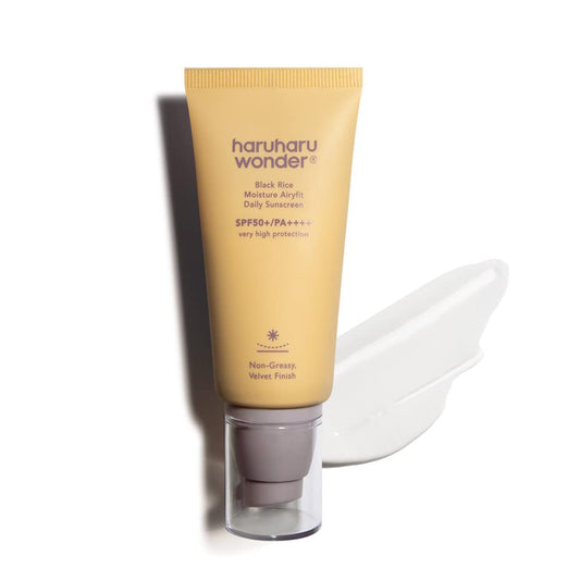 Black Rice Moisture Airyfit Daily Sunscreen SPF50+ 1.69 Fl.Oz. | No White Cast, Lightweight Application, Hydrating, Hyaluronic Acid, Ceramide, Sensitive Skin, Korean Skin Care