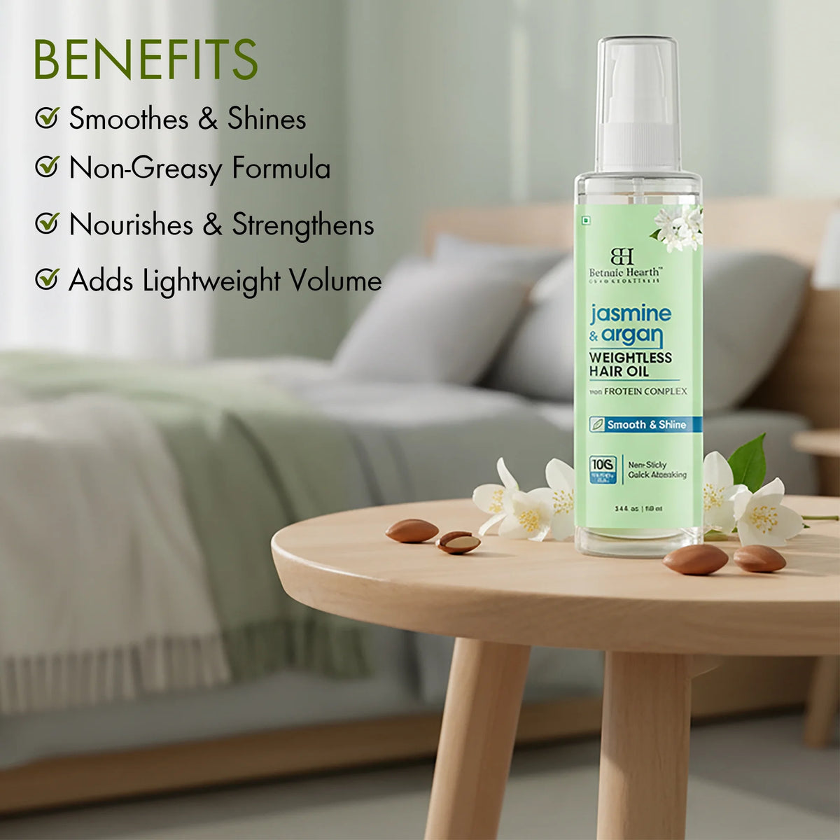 Argan & Jasmine Weightless Hair Oil, 3.4 Fl Oz | with Argan Oil & Jasmine Oil | Lightweight Non-Greasy Formula | Frizz Control, Smooth Shine & Soft Hair | for Dry, Frizzy & Fine Hair