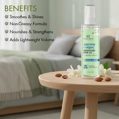 Argan & Jasmine Weightless Hair Oil, 3.4 Fl Oz | with Argan Oil & Jasmine Oil | Lightweight Non-Greasy Formula | Frizz Control, Smooth Shine & Soft Hair | for Dry, Frizzy & Fine Hair