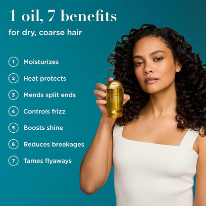 OGX Renewing + Argan Oil of Morocco Extra Penetrating Oil, 3.3 Fl. Oz | Extra Strength Penetrating Serum Treatment, for Dry, Damaged, Frizzy, Curly & Coarse Hair, Cold-Pressed Argan Oil