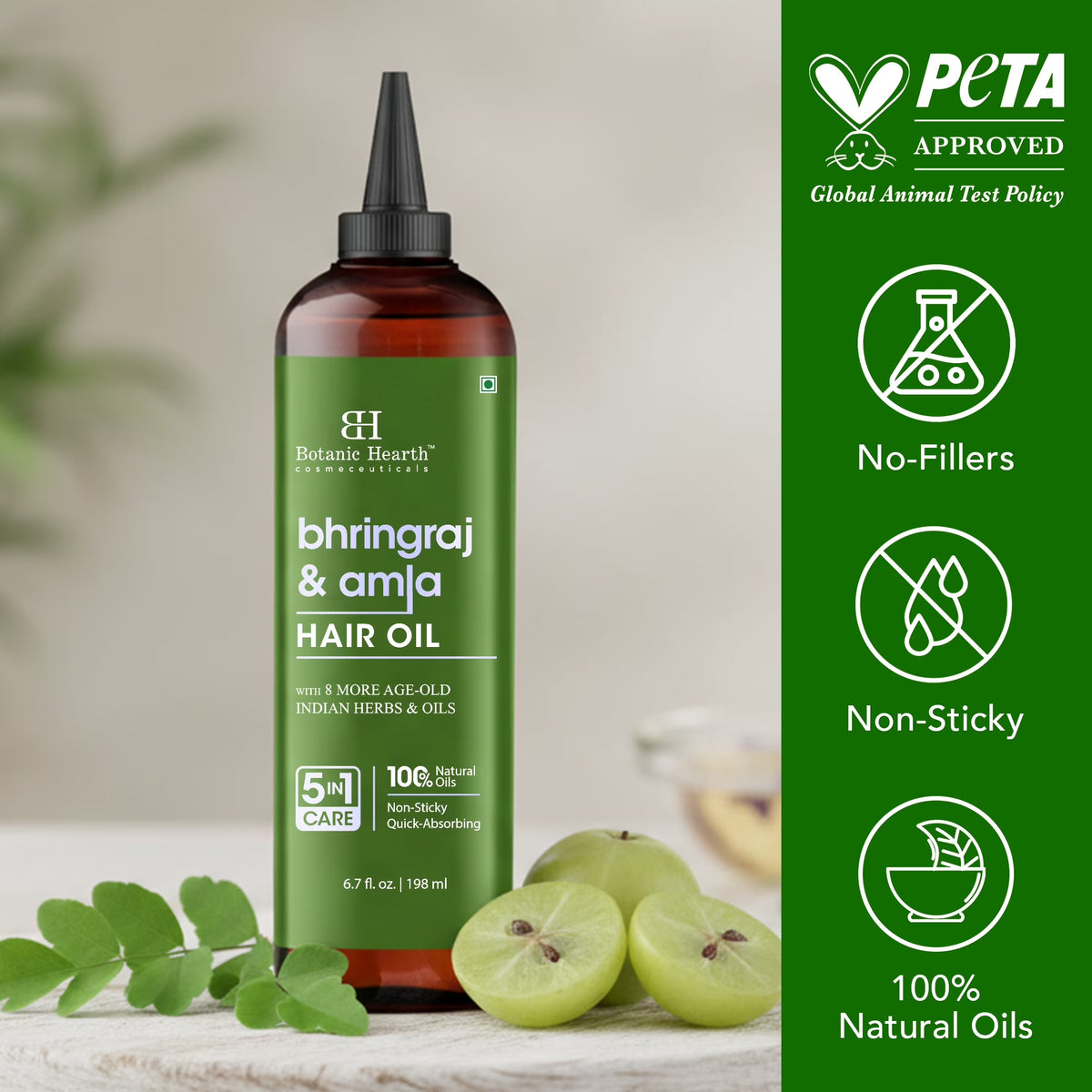 Bhringraj & Amla Hair Oil | Nourishing Scalp & Hair Oil for Dry, Frizzy Hair | Supports Fuller-Looking Hair & Shine | Lightweight Botanical Formula | No Harsh Additives | 6.7 Fl Oz