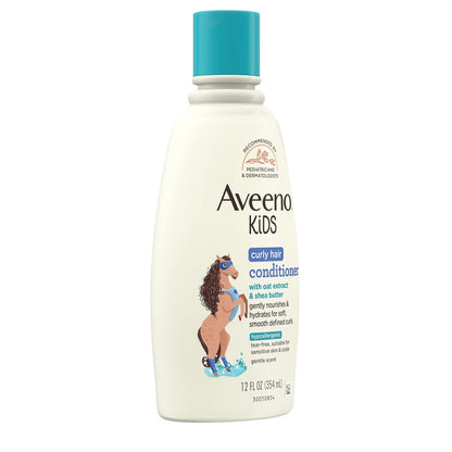 Aveeno Kids Curly Hair Conditioner, 12 Fl. Oz | Hydrating Conditioner, Oat Extract & Shea Butter, Gentle Scent, Detangles & Moisturizes Curls