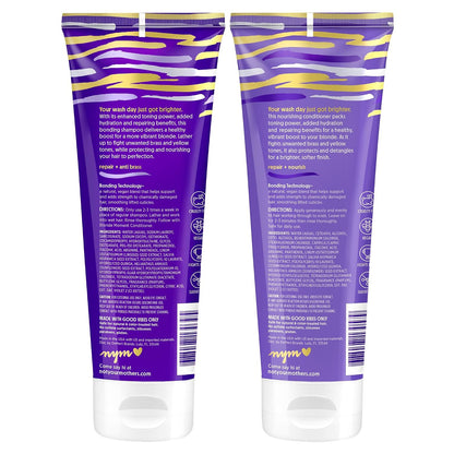 Blonde Moment Purple Shampoo and Conditioner (2-Pack) - 8 Fl Oz - Ideal for Blonde, Highlighted Brunette, Silver Hair - Helps with Bonding, Anti-Brass Toning, Repair, and Hydration