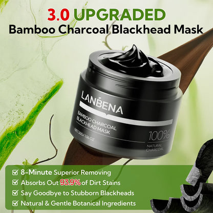 Upgraded 2.0 Bamboo Charcoal Blackhead Remover Mask, 60 Pcs Nose Strips, Peel off Face Mask Pore Whiteheads Cleanser Strawberry Nose Purifying, Deep Cleansing for All Skin Types, 30G/1.05Oz