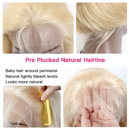 613 Blonde Body Wave Lace Front Wigs Human Hair 13X4 Brazilian Human Hair Wigs for Women 613 Blonde Lace Frontal Wigs Pre Plucked with Baby Hair 200% Density (26 Inch, 613 13X4 Body)