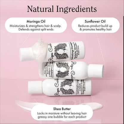 Trio Travel Curl Kit, Includes Travel Hydrating Shampoo, Travel Deep Conditioner, Travel Curl Cream, Gently Cleanse, Hydrate and Style, for All Curl Patterns 2A - 4C, 3 Pack of 2 Oz
