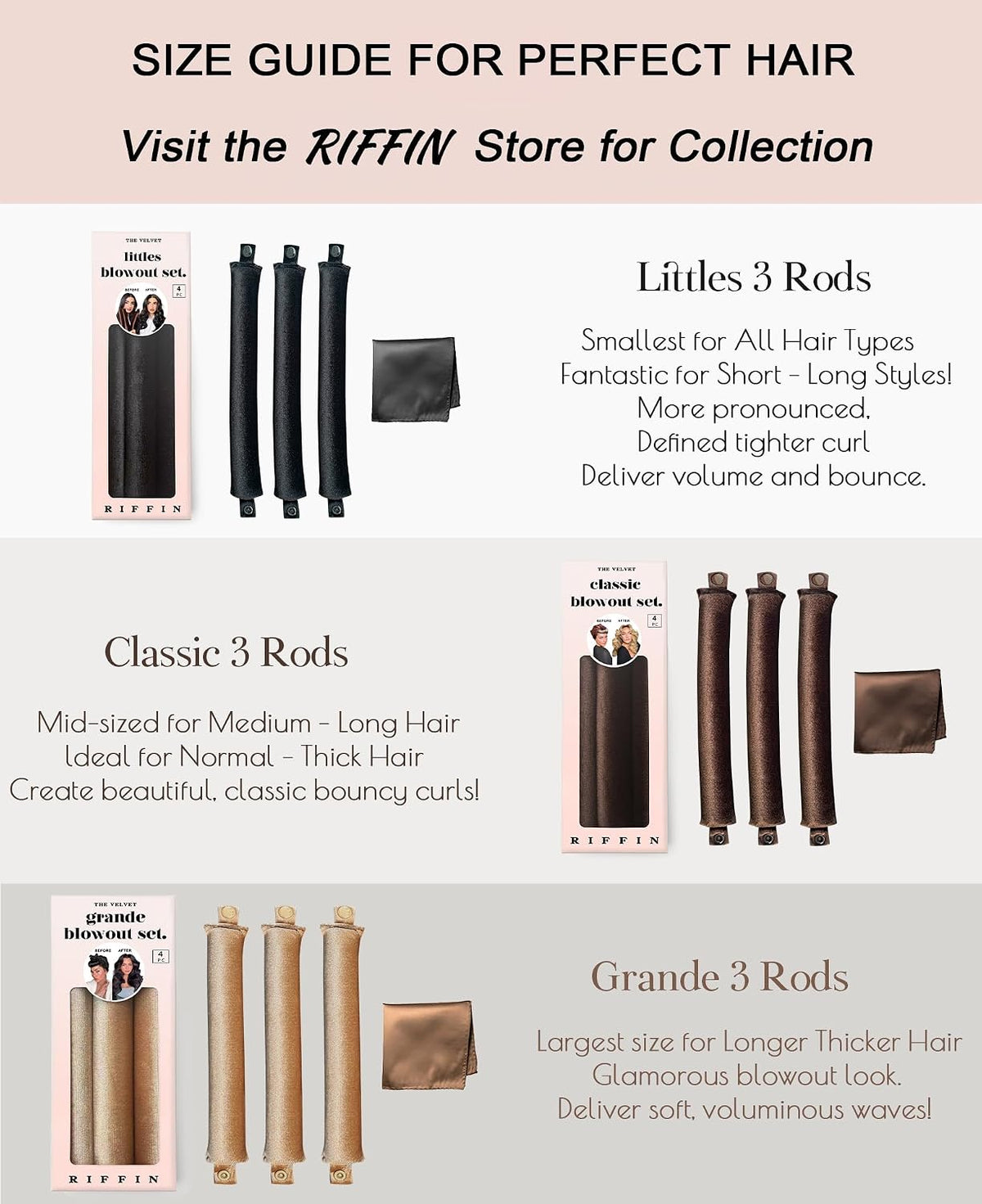 Grande Heatless Curls Overnight Rods - Upgraded Directional Grip Velvet - No Heat Hair Curlers to Sleep, Jumbo Large Hair Rollers Flexible Curling Rods Set for Long Thicker Coarser Hair Blowout Look