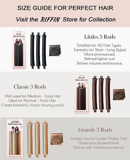 Grande Heatless Curls Overnight Rods - Upgraded Directional Grip Velvet - No Heat Hair Curlers to Sleep, Jumbo Large Hair Rollers Flexible Curling Rods Set for Long Thicker Coarser Hair Blowout Look