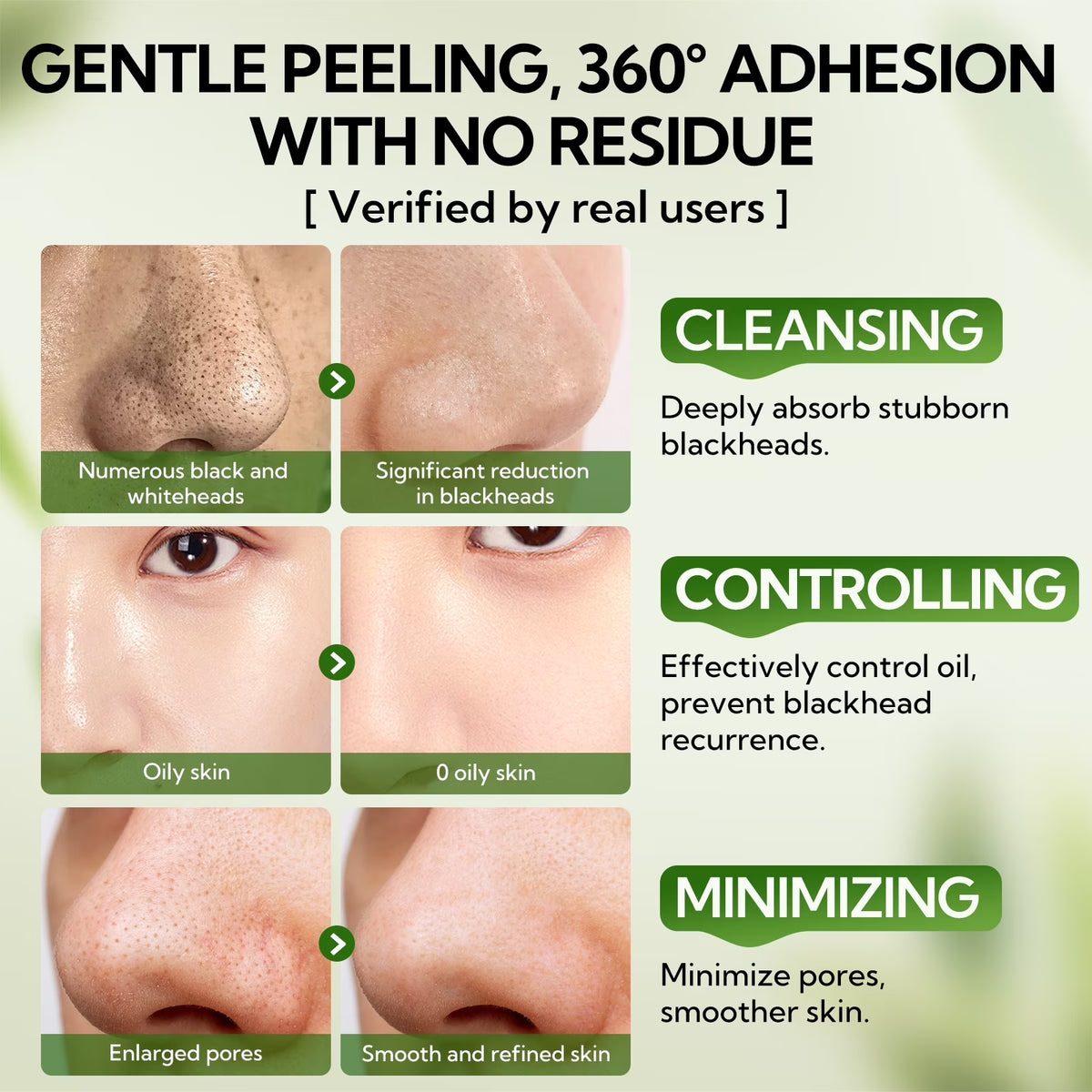 Upgraded 2.0 Bamboo Charcoal Blackhead Remover Mask, 60 Pcs Nose Strips, Peel off Face Mask Pore Whiteheads Cleanser Strawberry Nose Purifying, Deep Cleansing for All Skin Types, 30G/1.05Oz