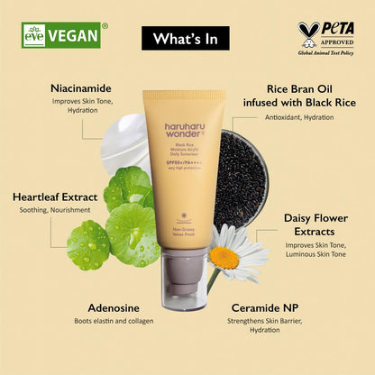 Black Rice Moisture Airyfit Daily Sunscreen SPF50+ 1.69 Fl.Oz. | No White Cast, Lightweight Application, Hydrating, Hyaluronic Acid, Ceramide, Sensitive Skin, Korean Skin Care
