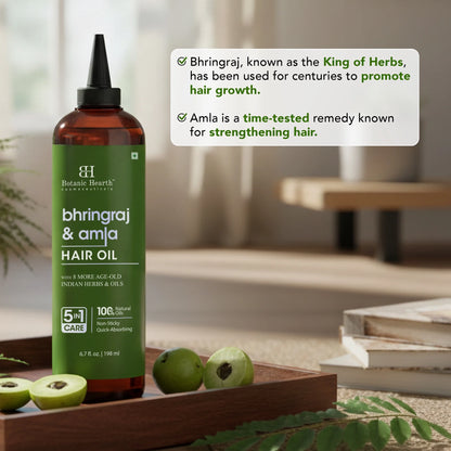 Bhringraj & Amla Hair Oil | Nourishing Scalp & Hair Oil for Dry, Frizzy Hair | Supports Fuller-Looking Hair & Shine | Lightweight Botanical Formula | No Harsh Additives | 6.7 Fl Oz