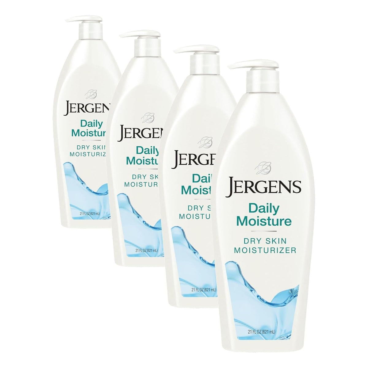 Daily Moisture Dry Skin Moisturizer, Hand and Body Lotion, with HYDRALUCENCE Blend, Silk Proteins, and Citrus Extract, 21 Fl Oz (Pack of 4)
