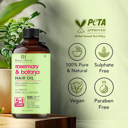 Rosemary & Batana Hair Oil (2 Fl Oz) | Revitalizing and Strengthening Hair Treatment for Fuller, Healthier-Looking Hair | Paraben Free | Suitable for All Hair Types