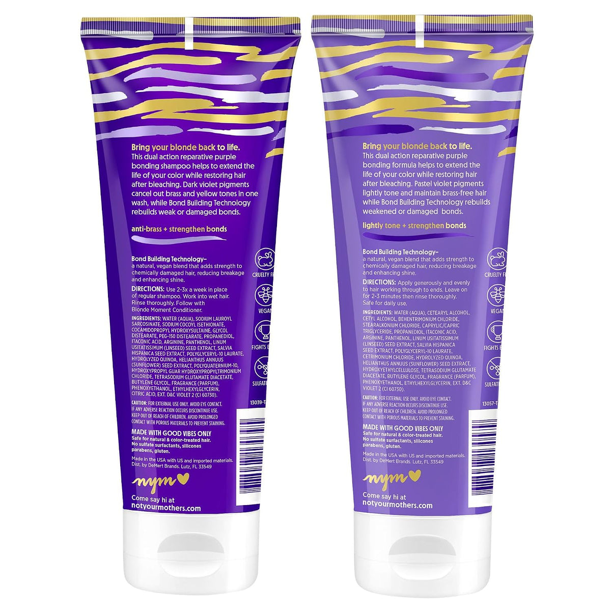 Blonde Moment Purple Shampoo and Conditioner (2-Pack) - 8 Fl Oz - Ideal for Blonde, Highlighted Brunette, Silver Hair - Helps with Bonding, Anti-Brass Toning, Repair, and Hydration