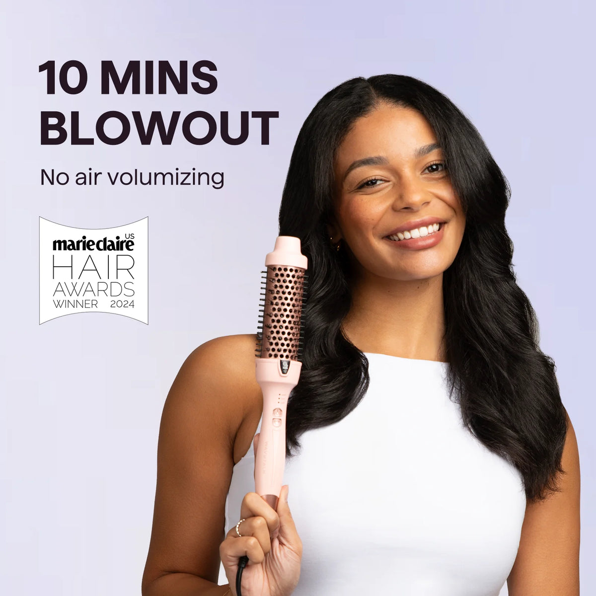 Thermal Brush for Blowout Look, 1 1/2 Inch Ionic Heated Nylon Brush Get Natural Curls, Pink