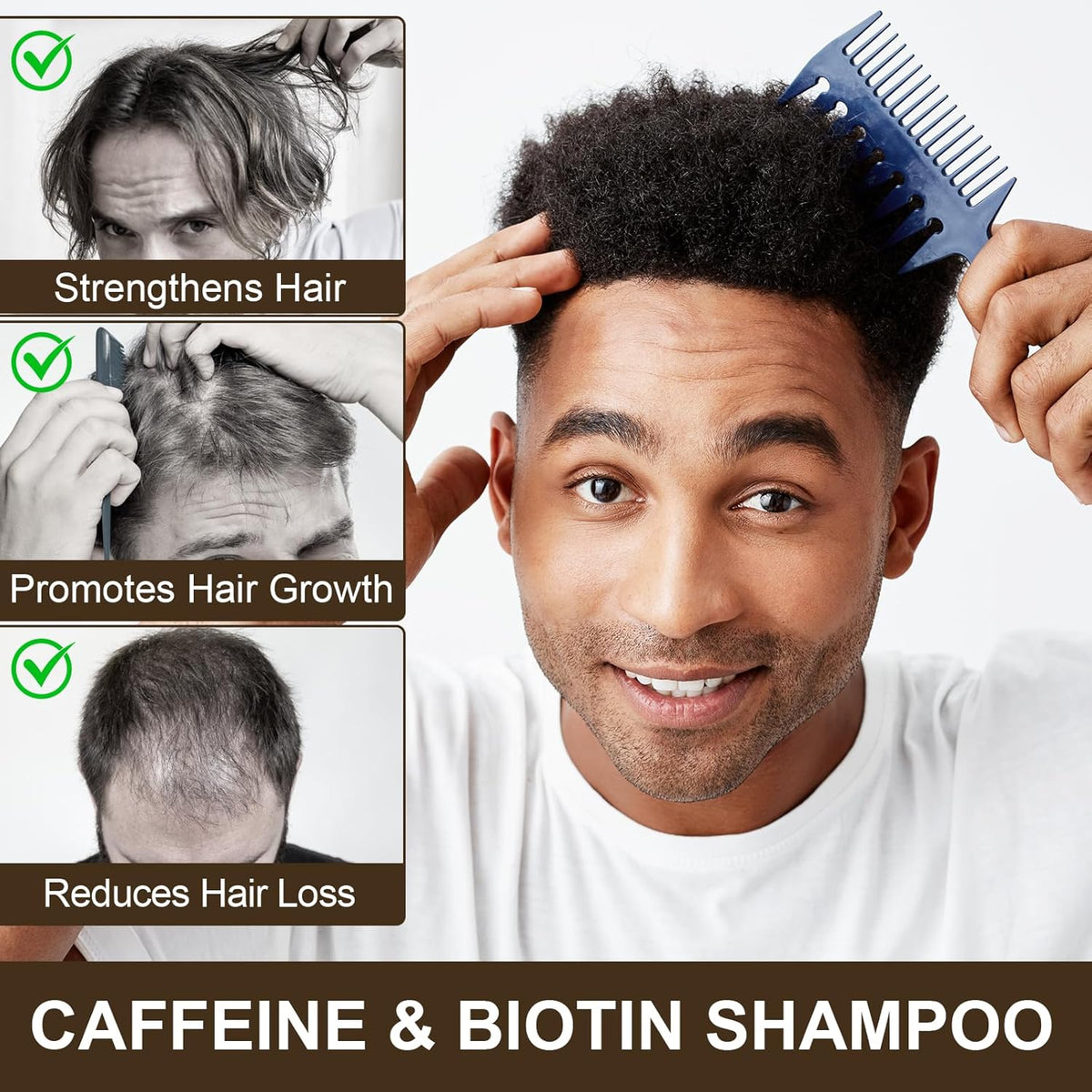 Caffeine Shampoos, Caffeine Shampoo Cleanses the Scalp to Promote Natural Hair Growth Men'S Natural Hair Growth Shampoo and Scalp Tonic for Thinning Hair