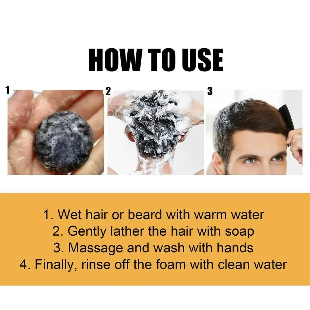 50G Grey Coverage Bar Shampoo Repair Gray White Hair Color Treatment Nourishing anti Dandruff Natural Hair Darkening Soap
