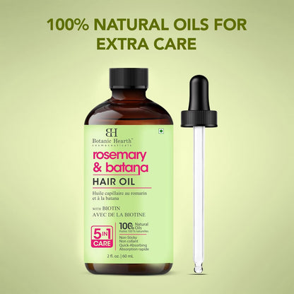 Rosemary & Batana Hair Oil (2 Fl Oz) | Revitalizing and Strengthening Hair Treatment for Fuller, Healthier-Looking Hair | Paraben Free | Suitable for All Hair Types