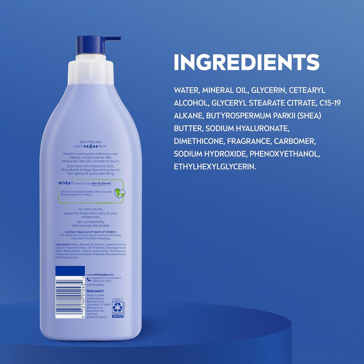 Shea Nourish Body Lotion with Shea Butter & Hyaluronic Acid, 16.9 Oz