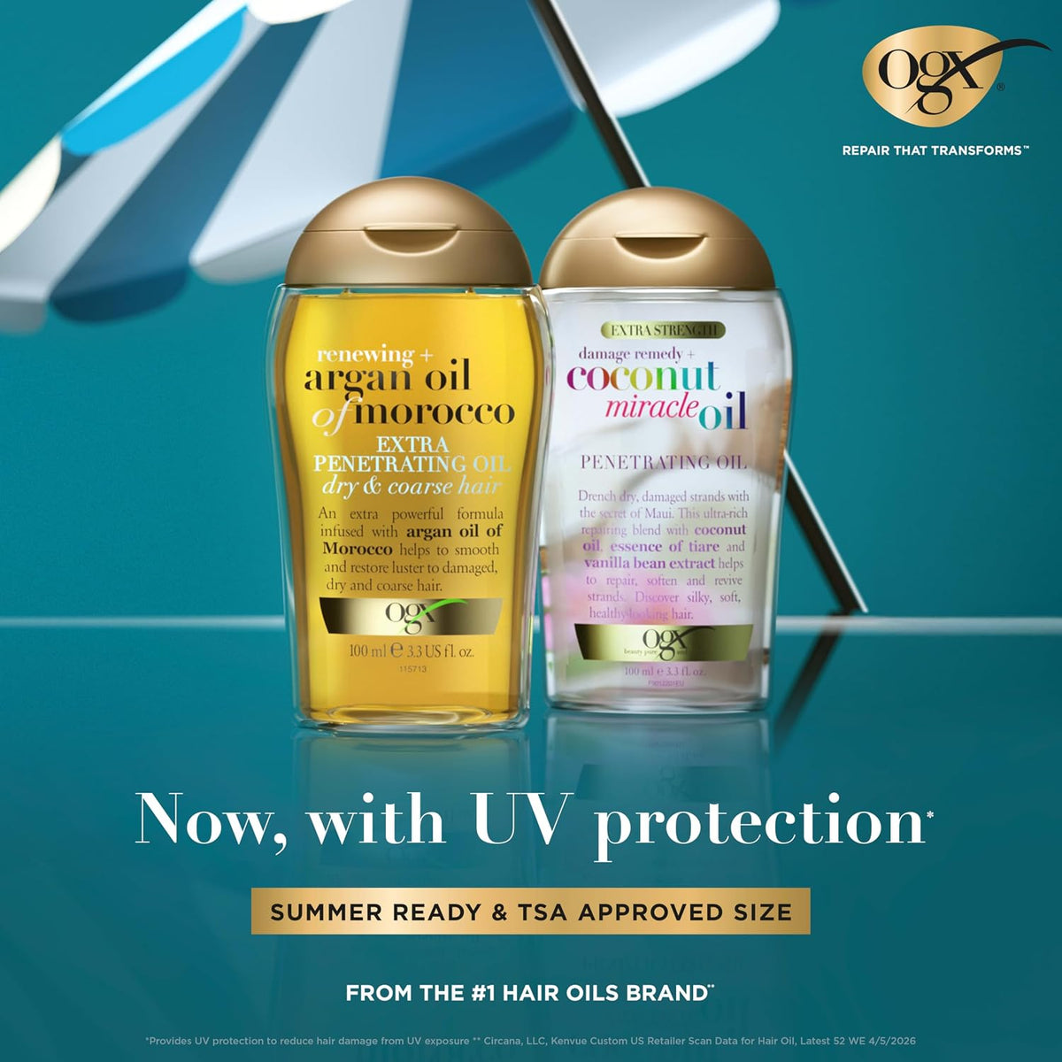 OGX Renewing + Argan Oil of Morocco Extra Penetrating Oil, 3.3 Fl. Oz | Extra Strength Penetrating Serum Treatment, for Dry, Damaged, Frizzy, Curly & Coarse Hair, Cold-Pressed Argan Oil