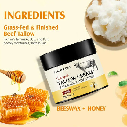 ​Beef Tallow Paste Deeply Moisturizer Honey Balm Brightening Wrinkle Remover Grass Fed Tallow Wild Honey Face Body Cream Skin