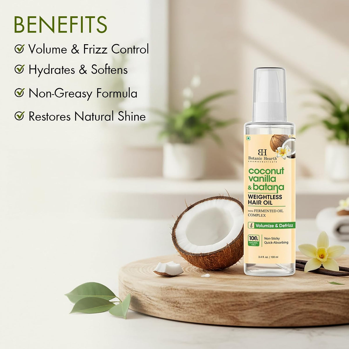 Coconut Vanilla & Batana Weightless Hair Oil - 3.4 Fl Oz | with Vanilla, Batana & Coconut Oil | Lightweight Non-Greasy Formula | Smooth, Silky Hair & Shine | for Thin, Fine & Dry Hair