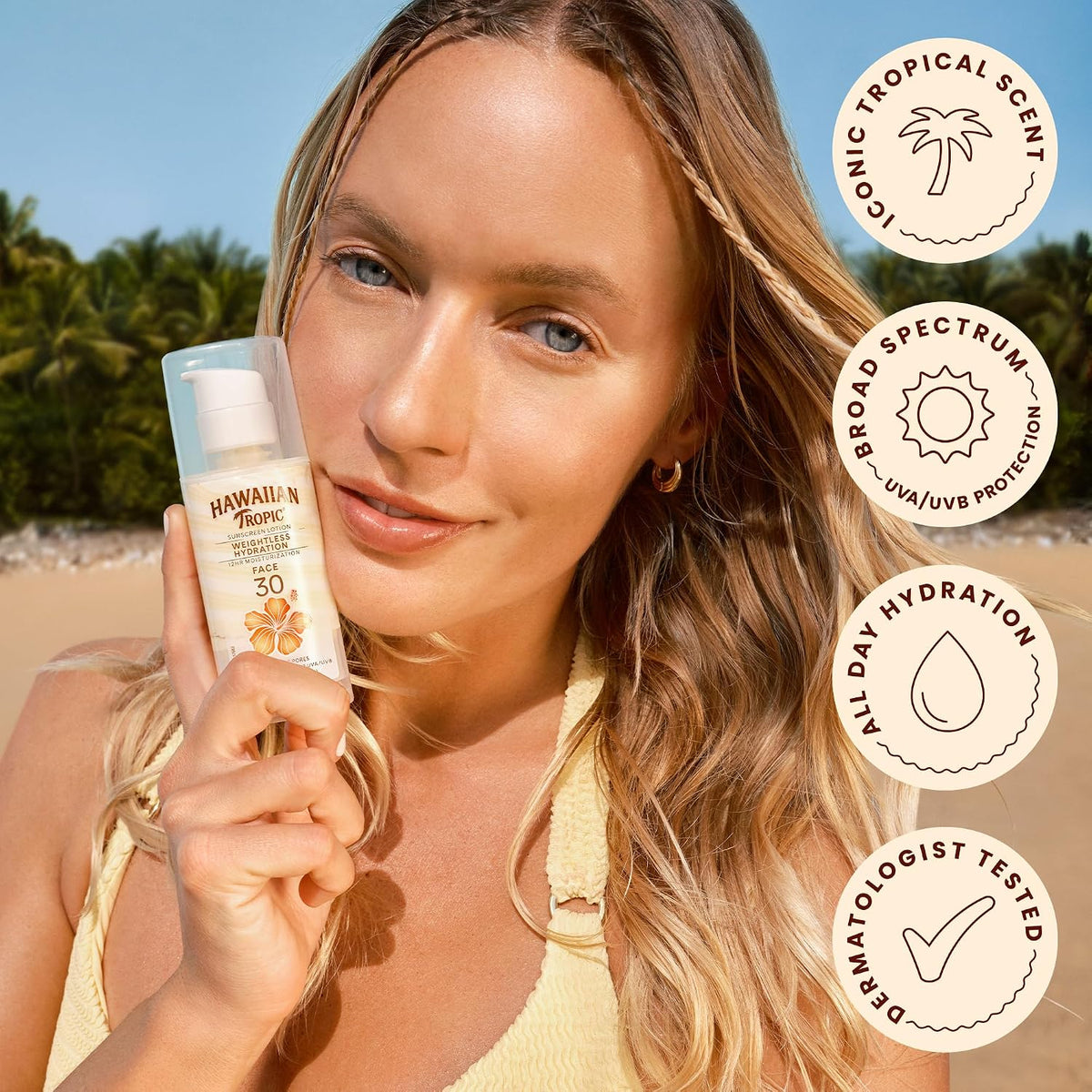 Weightless Hydration SPF 30 Face Sunscreen, 1.7 Fl Oz | Lightweight Hydrating Lotion, Travel Size Sunscreen for Face, Non-Comedogenic Sunblock, Layers under Makeup
