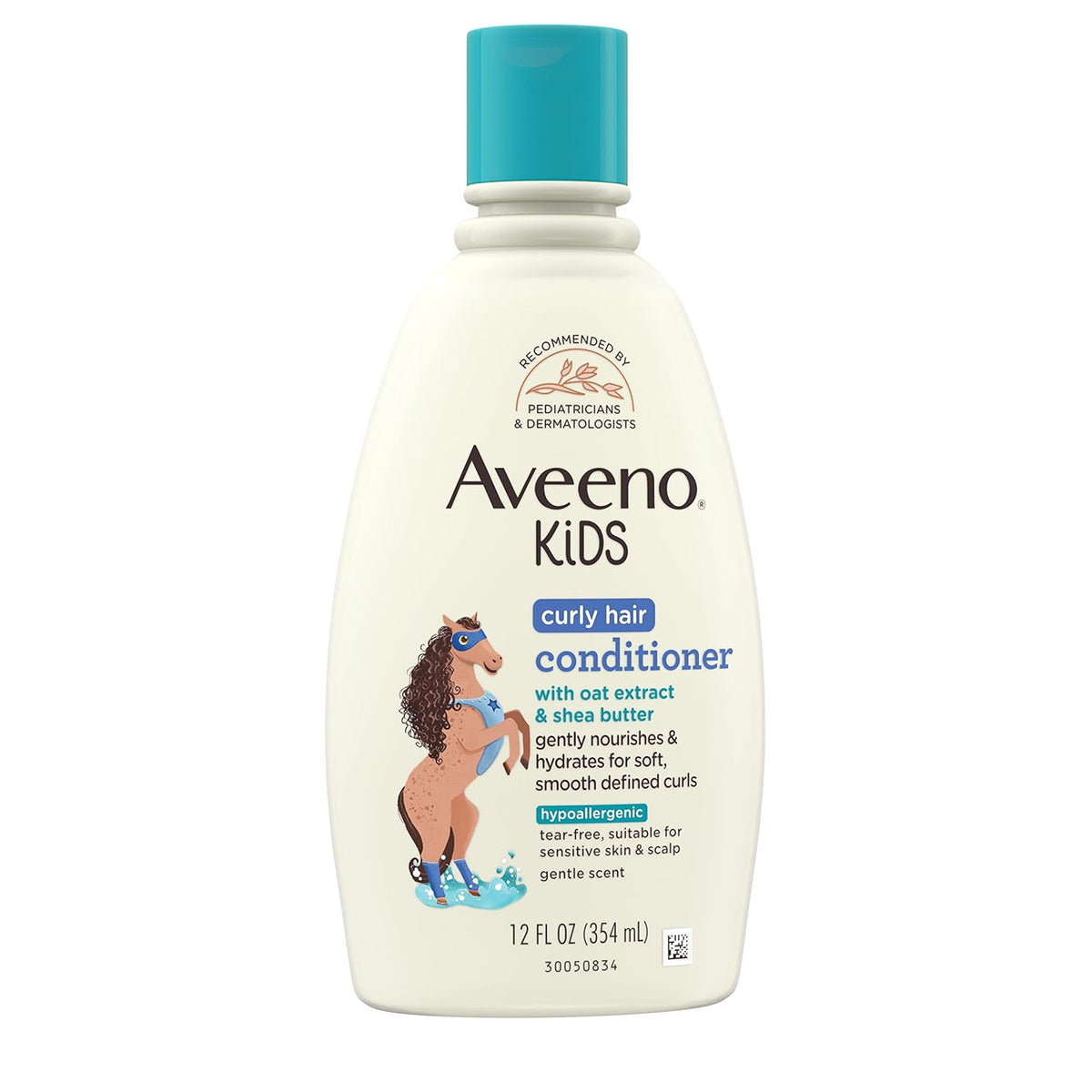 Aveeno Kids Curly Hair Conditioner, 12 Fl. Oz | Hydrating Conditioner, Oat Extract & Shea Butter, Gentle Scent, Detangles & Moisturizes Curls