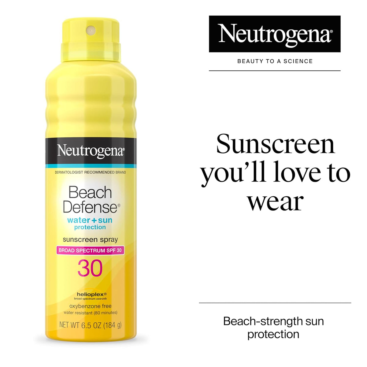 Neutrogena Beach Defense Sunscreen Spray, SPF 30, 6.5 Oz | Face & Body, Broad Spectrum UVA/UVB Protection, Lightweight Sunscreen, Water-Resistant (80 Min), Hawaii Act 104 Compliant