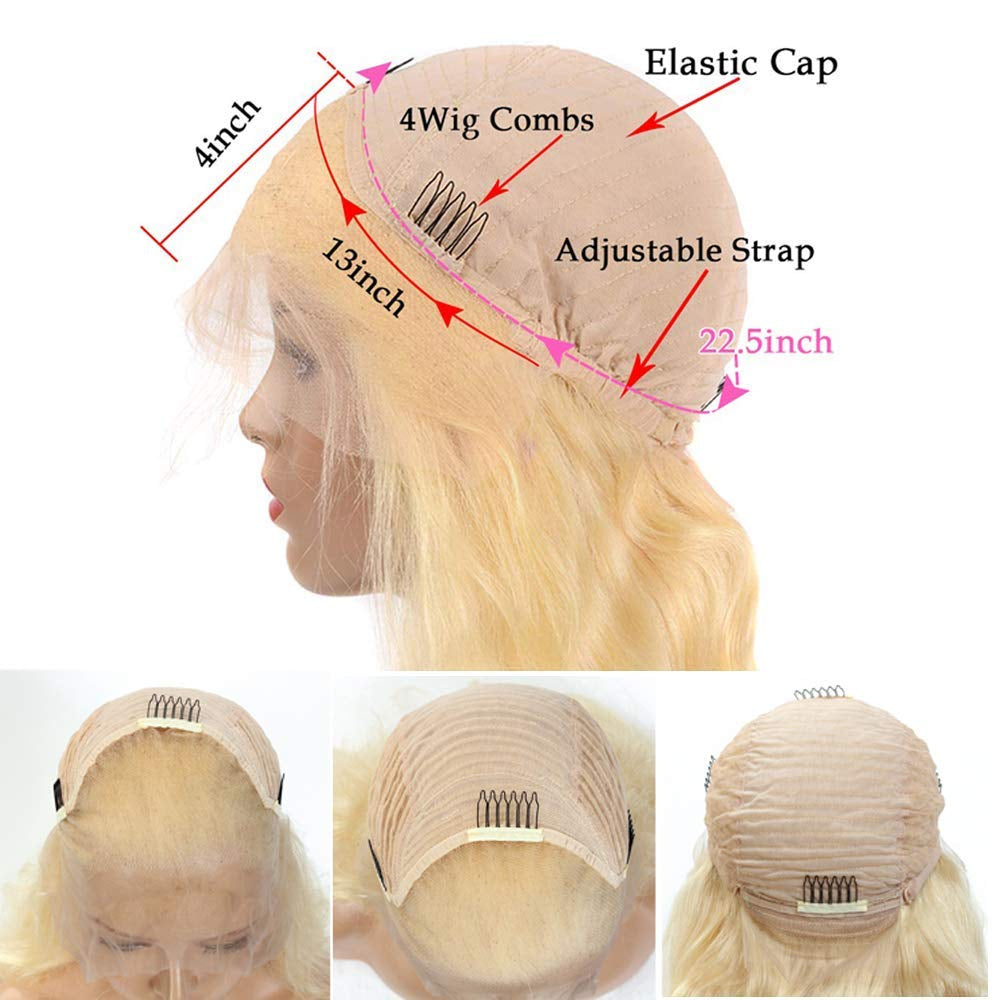 613 Blonde Body Wave Lace Front Wigs Human Hair 13X4 Brazilian Human Hair Wigs for Women 613 Blonde Lace Frontal Wigs Pre Plucked with Baby Hair 200% Density (26 Inch, 613 13X4 Body)