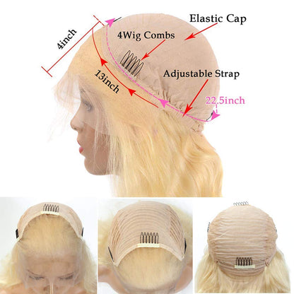 613 Blonde Body Wave Lace Front Wigs Human Hair 13X4 Brazilian Human Hair Wigs for Women 613 Blonde Lace Frontal Wigs Pre Plucked with Baby Hair 200% Density (26 Inch, 613 13X4 Body)