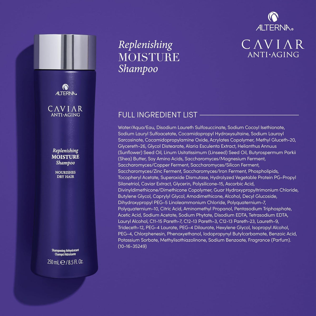 Alterna CAVIAR Anti-Aging Replenishing Moisture Shampoo | for Dry, Brittle Hair | Protects, Restores & Hydrates | Sulfate Free
