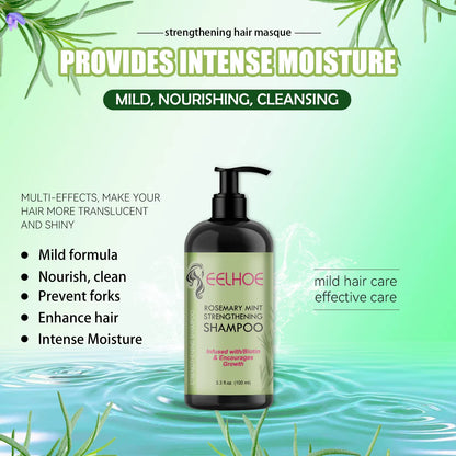 Rosemary Straightening Shampoo Repair Damaged Dry Curl Fluffy Hair Nourishing Refreshing Straightening Shampoo Hair Care