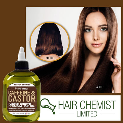 Caffeine & Castor Large Shampoo/Conditioner/Hair Oil 3-PC Boxed Gift Set - Sulfate Free Shampoo & Conditioner for Growth