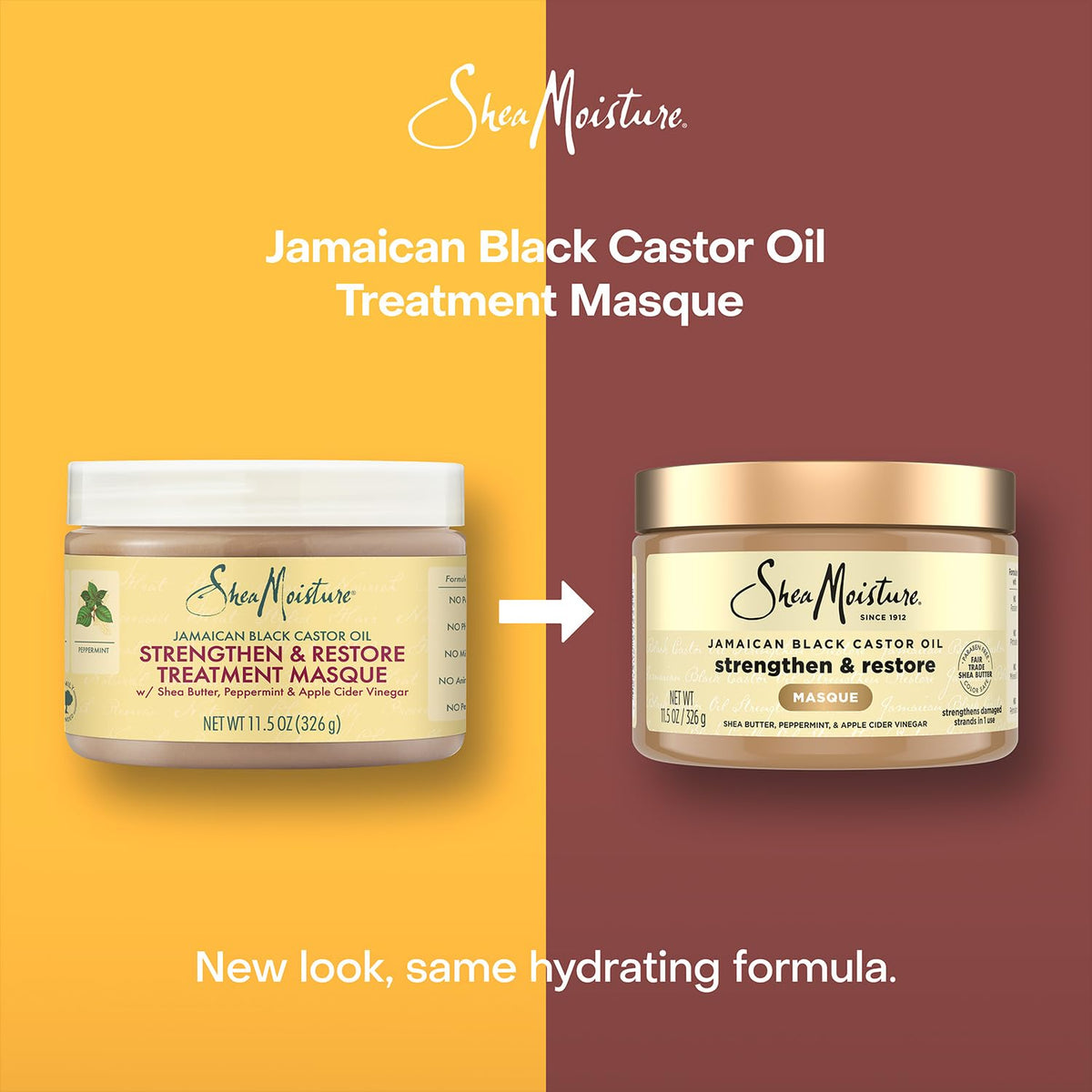 Shea Moisture Hair Mask 2-Pack – Jamaican Black Castor Oil Strengthen & Restore Masque for Repairing Dry, Damaged Hair, 12 Oz Ea