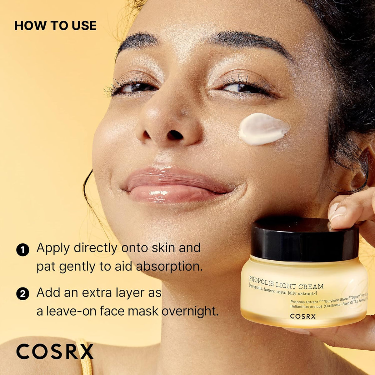 64% Propolis Honey Lightweight Cream, Instant Golden Glow,2.19 Fl.Oz | Hydrating Day, Night Moisturizer, Nourishing Care for Dull, Dry Skin, Non-Sticky Finish, Korean Skin Care