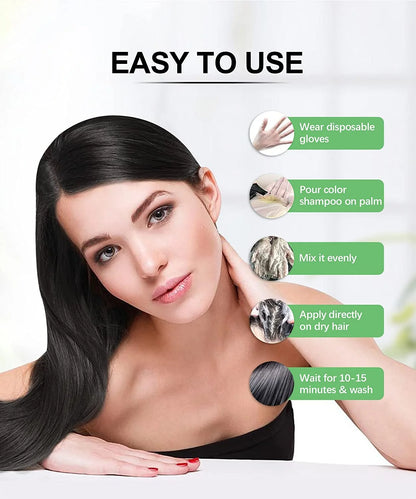 Black Hair Dye Shampoo ​Natural Hair Dye for Women & Men Gray Coverage Hair Color Shampoo for Dark Hair Long Lasting Results 16.9 Fl.Oz