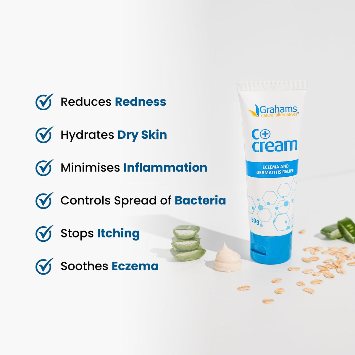 Grahams Natural Eczema Cream 176 Ounce Natural Skin Moisturizer for Itchy Skin