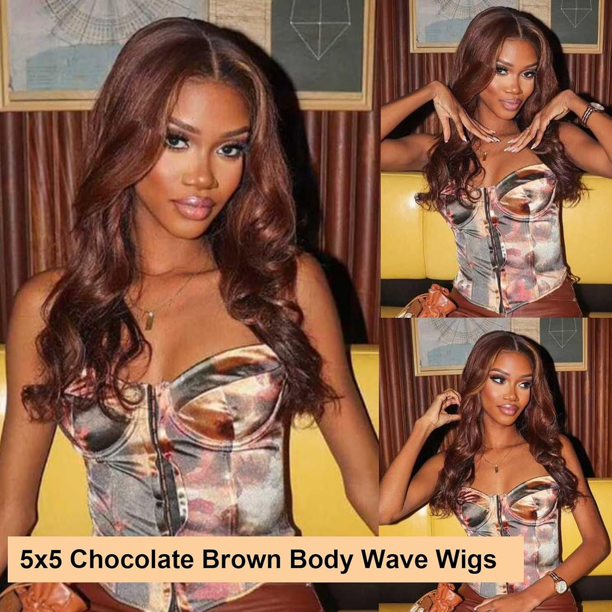 32 Inch 5X5 HD Transparent Lace Front Wigs Human Hair Body Wave - 180% Density Pre Plucked Glueless Frontal Wigs with Baby Hair Chocolate Brown Wig for Women