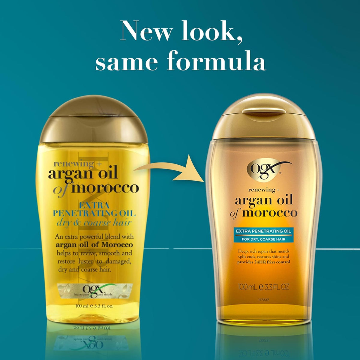 OGX Renewing + Argan Oil of Morocco Extra Penetrating Oil, 3.3 Fl. Oz | Extra Strength Penetrating Serum Treatment, for Dry, Damaged, Frizzy, Curly & Coarse Hair, Cold-Pressed Argan Oil