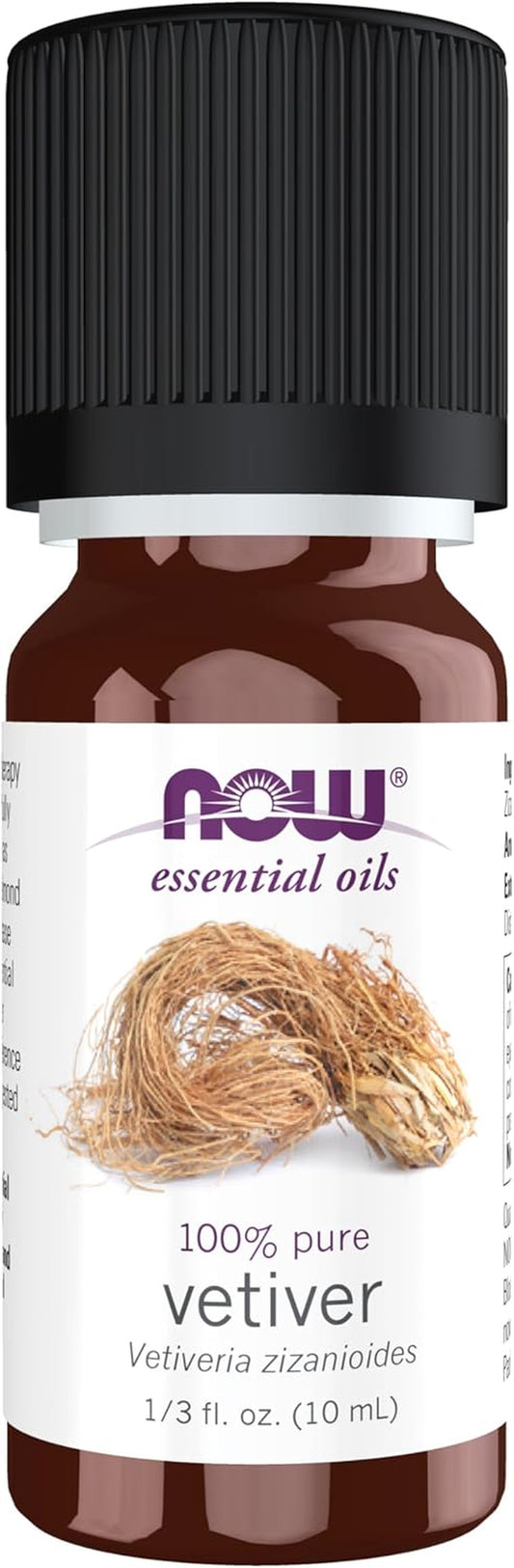NOW Essential Oils, Vetiver Oil, Steam Distilled, Undiluted, 10 Ml
