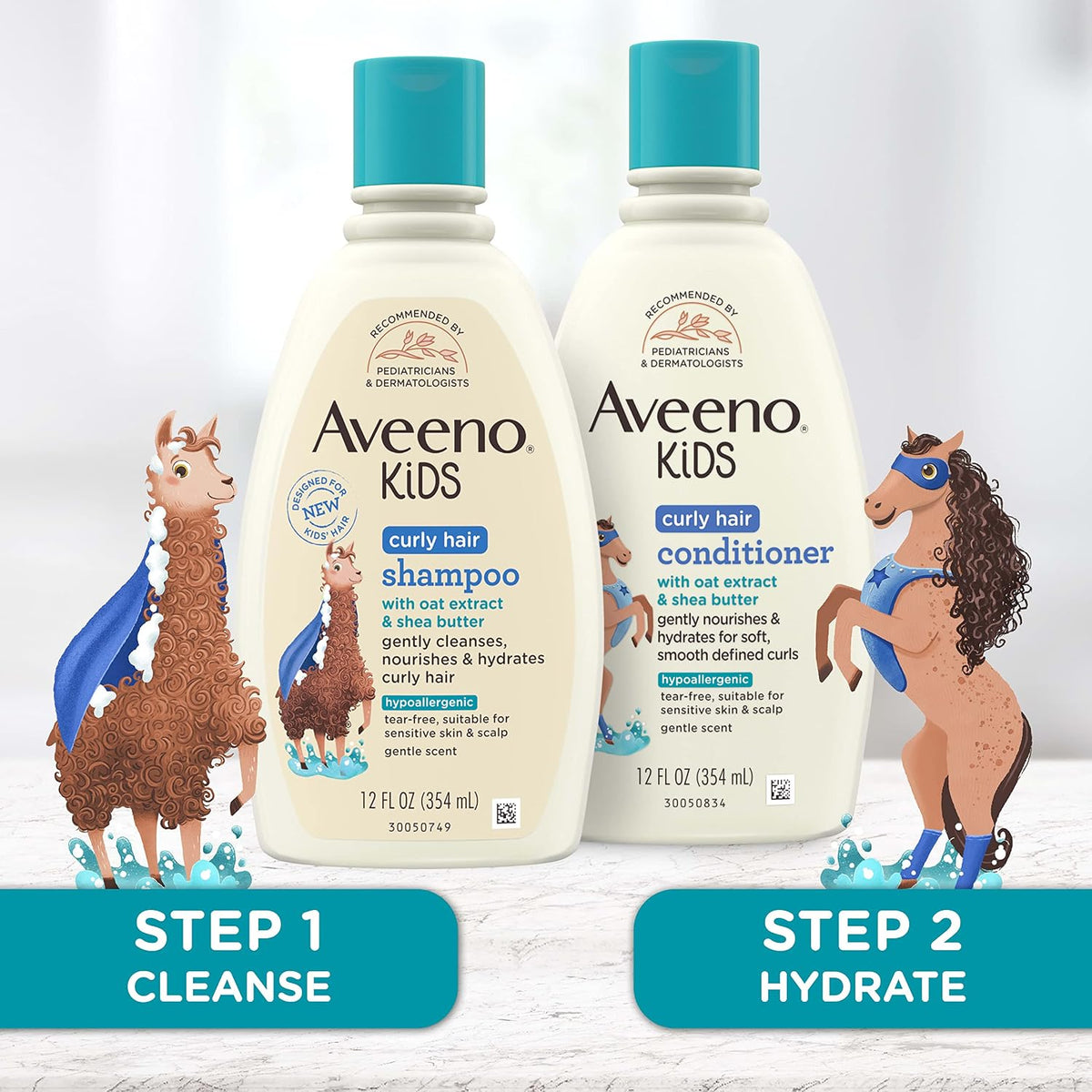 Aveeno Kids Curly Hair Conditioner, 12 Fl. Oz | Hydrating Conditioner, Oat Extract & Shea Butter, Gentle Scent, Detangles & Moisturizes Curls