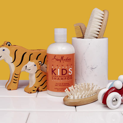 Shea Moisture Kids Shampoo Mango & Carrot Extra Nourishing 8Oz | for All Kids - Gently Cleanse, Nourish, and Detangle Curly Hair with Mango Butter, Carrot Oil, and Shea Butter.